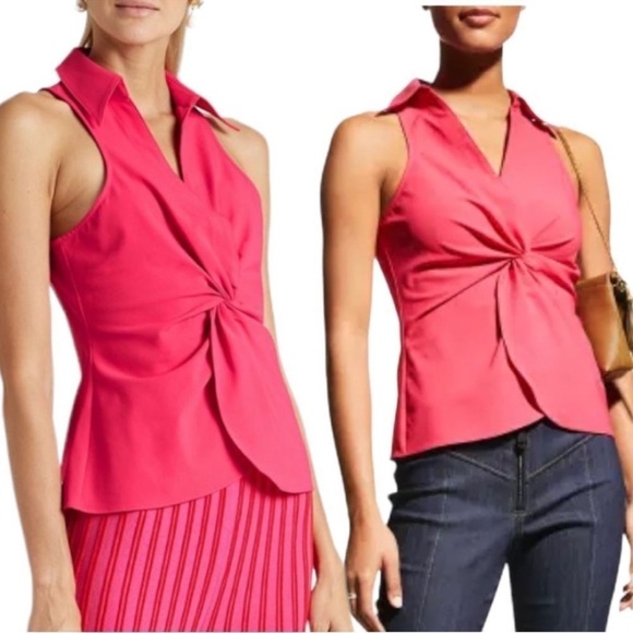cinq a sept Tops - Cinq À SEPT McKenna Twisted Front Stretch-crepe Sleeveless Blouse Top XSmall NEW